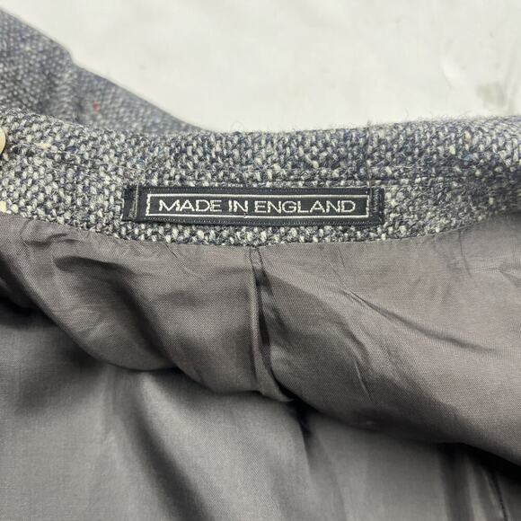 Vintage Stanford Executive Virgin Wool Black/Gray Tweed Blazer Jacket Size 46L - Picture 9 of 16